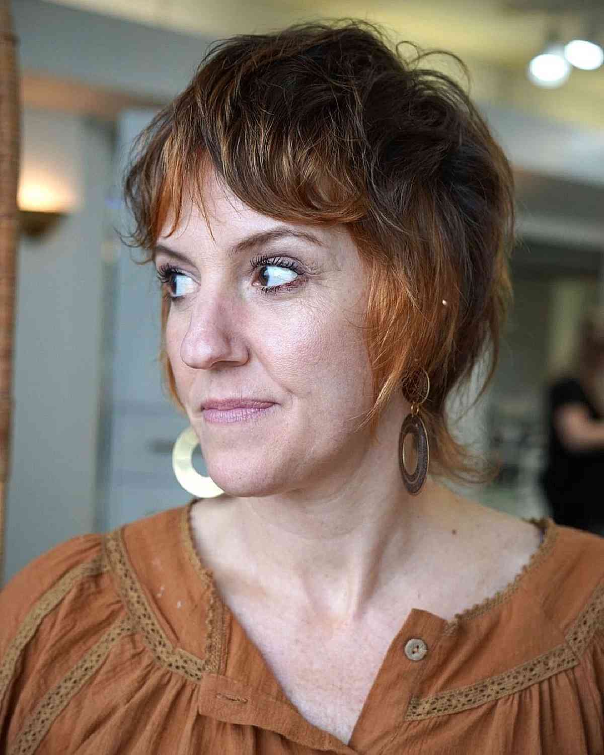 Chic Shaggy Pixie Mullet with Soft Curtain Bangs