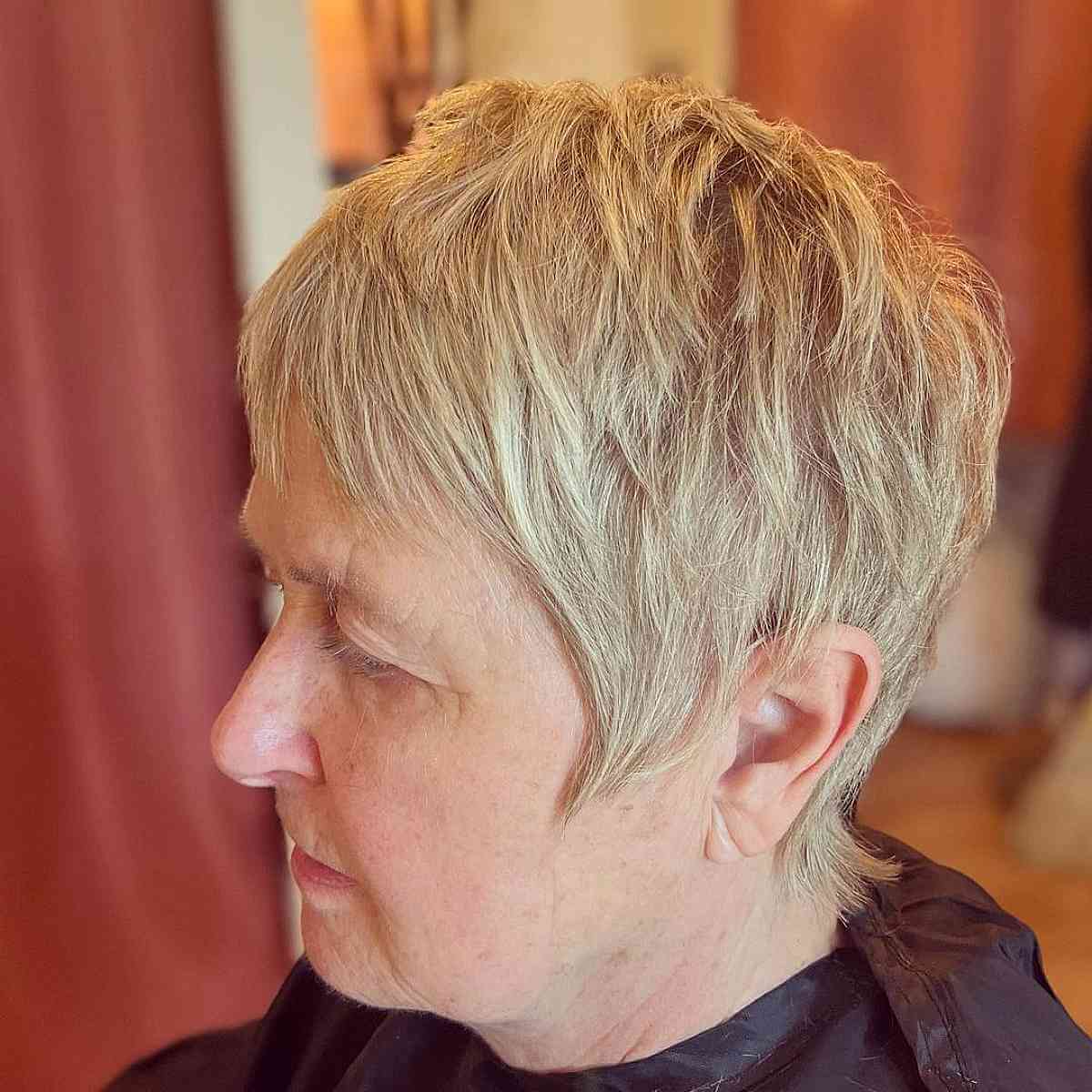 Chic Shaggy Pixie for Older Women Over 60