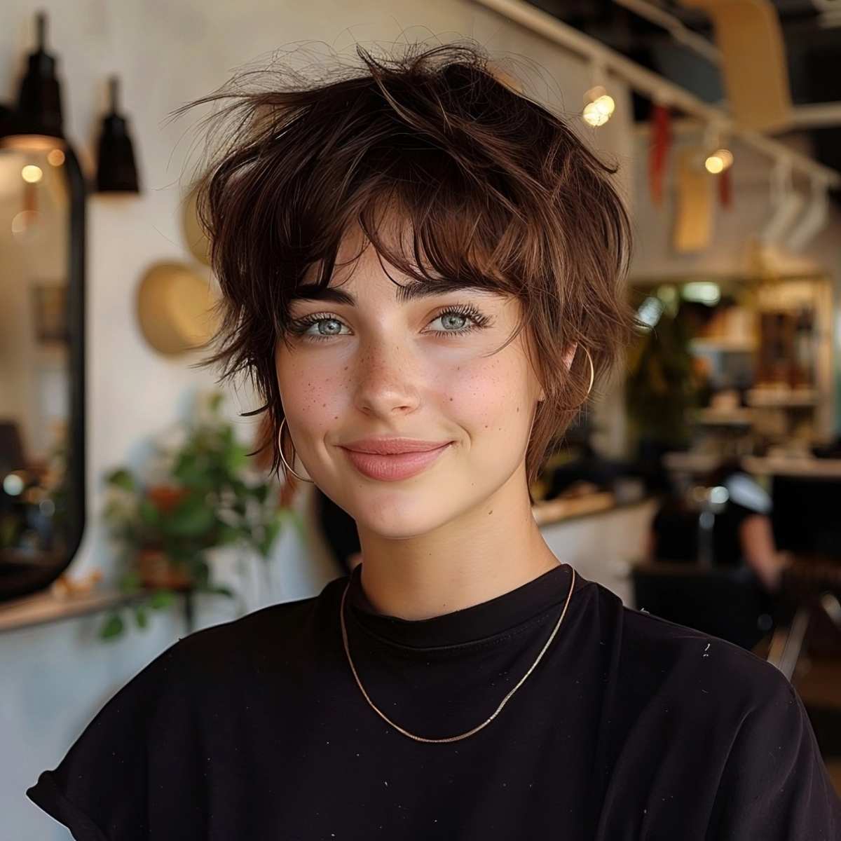 Chic Shaggy Pixie with feathered fringes