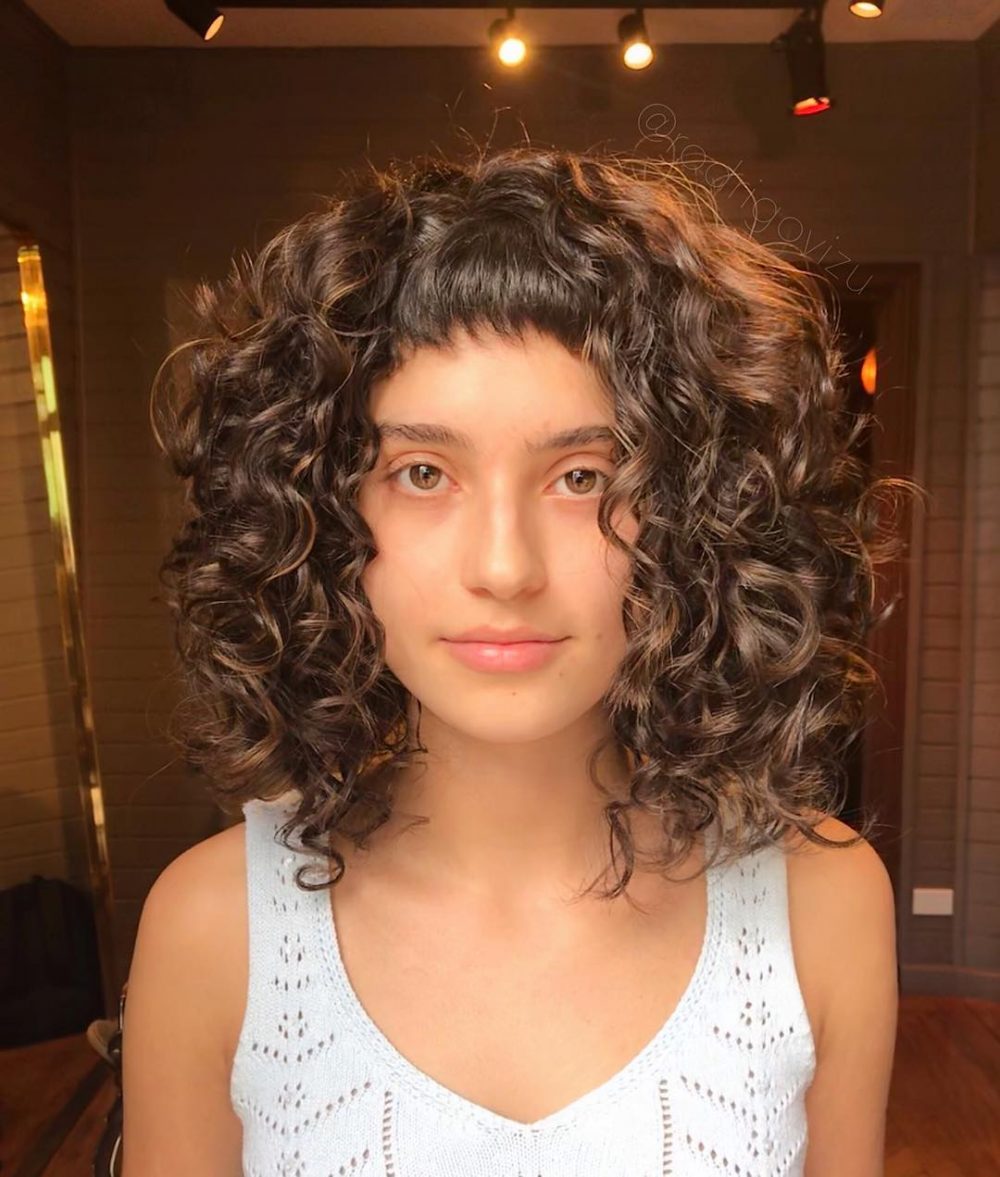 Chic Short Baby Bangs with Tight Curls