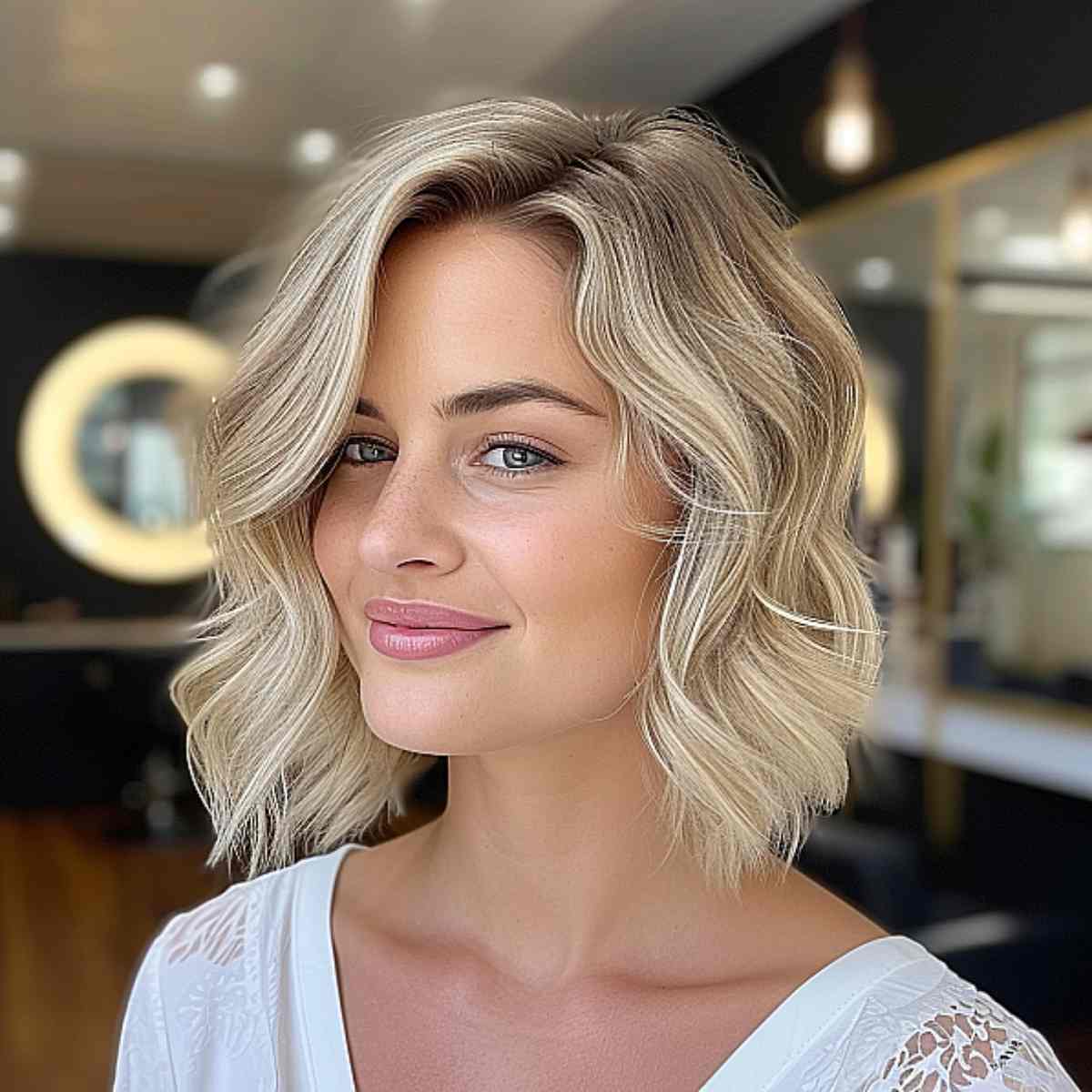 Chic Short Blonde Hair with Soft Waves