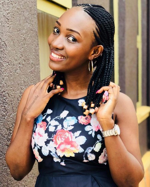 Chic short fulani braids adorned with beads