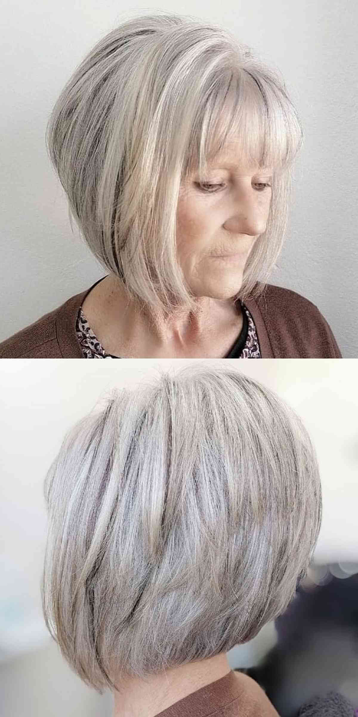 Chic Short Layered Bob with Soft Bangs for Women 50 and Up
