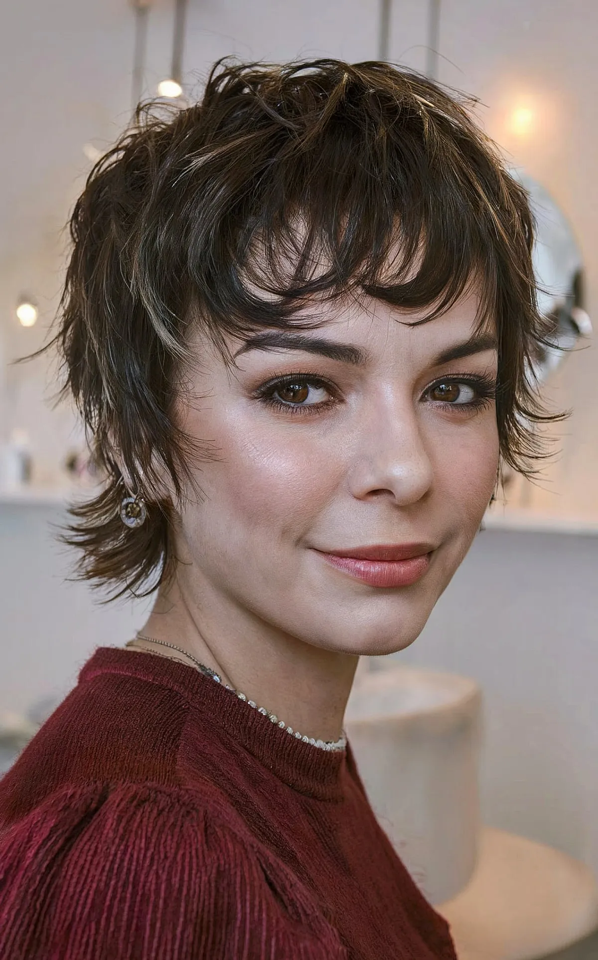 Chic Short Chin-Length Undone Shag with Bangs