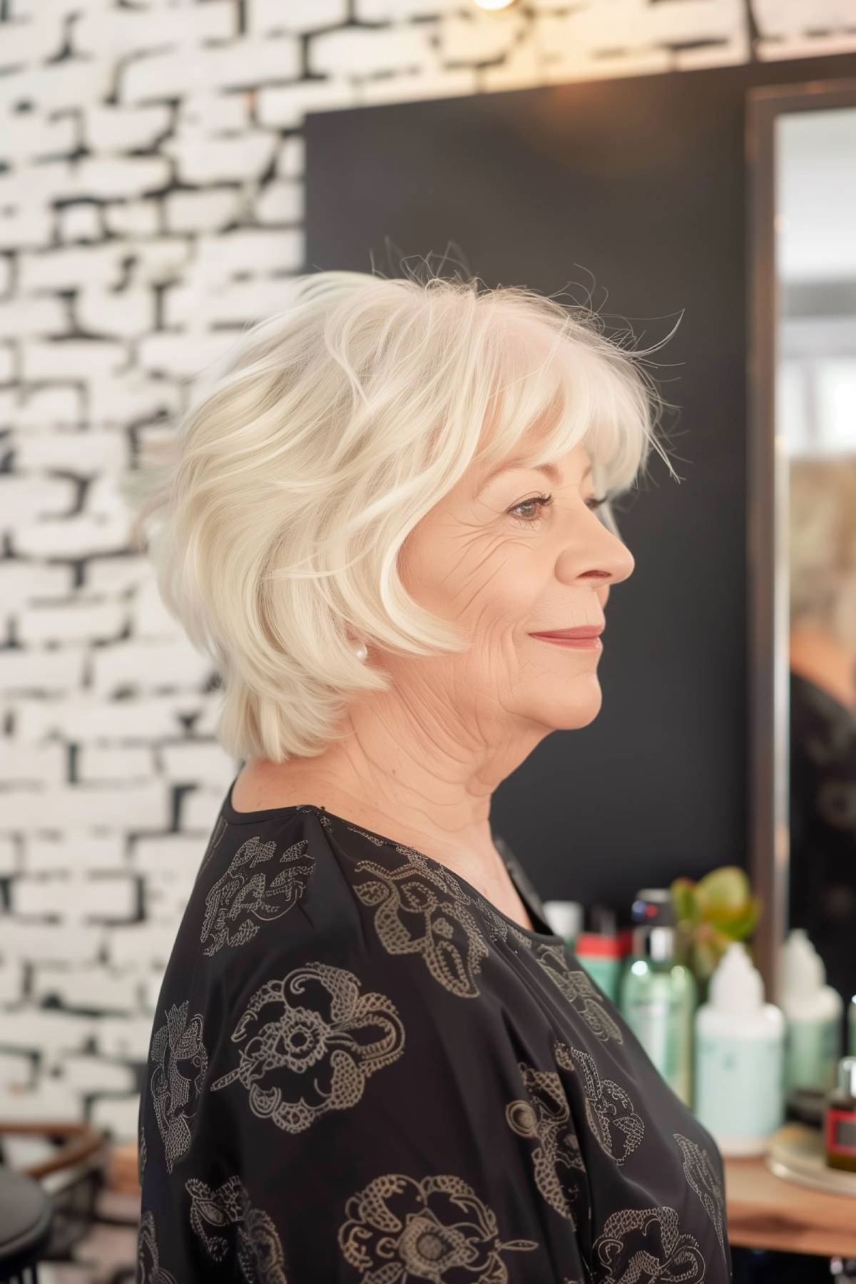 Stylish shaggy bob for mature women