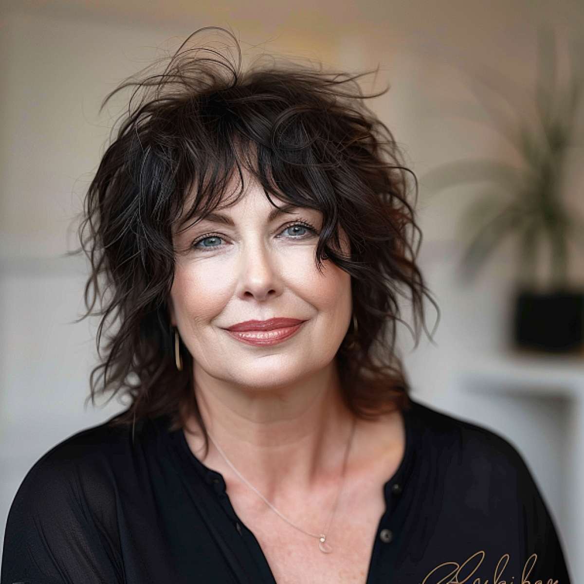 Chic Short Shaggy Hairstyle for round faces