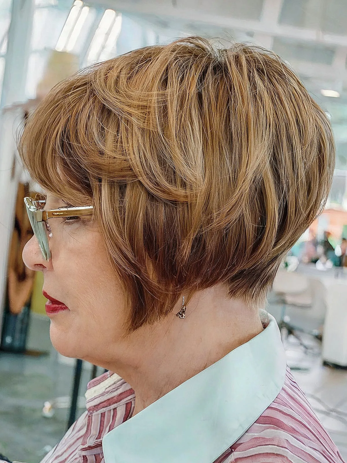 Chic Short Stacked Bob with Layers for Mature Women