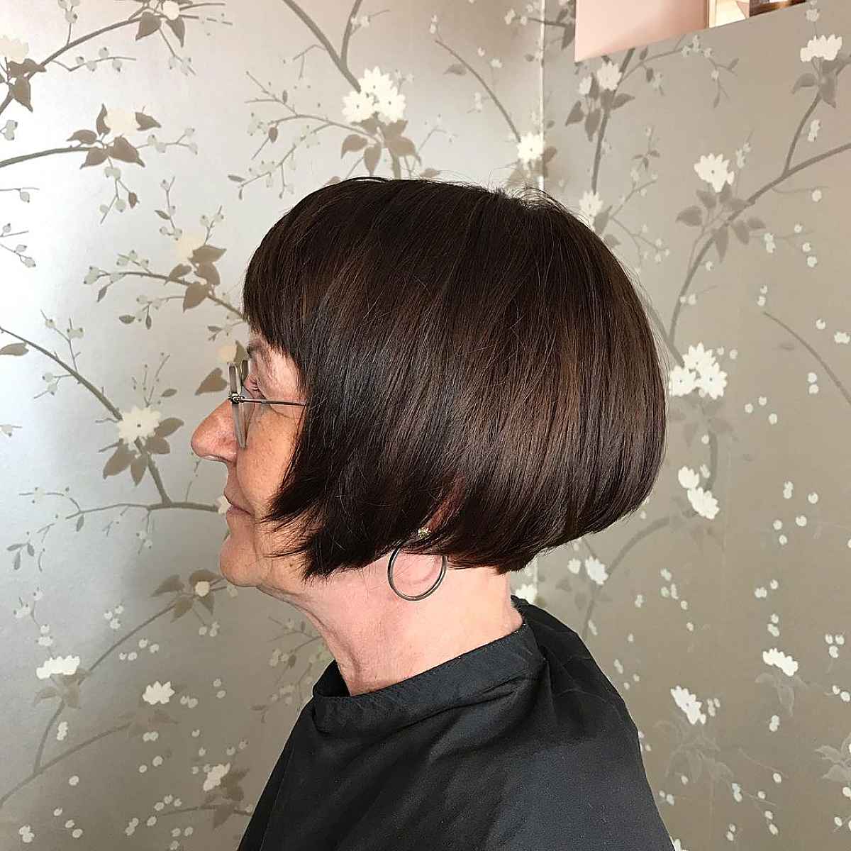 Chic Short Stacked Bob for Women over 70 with Glasses