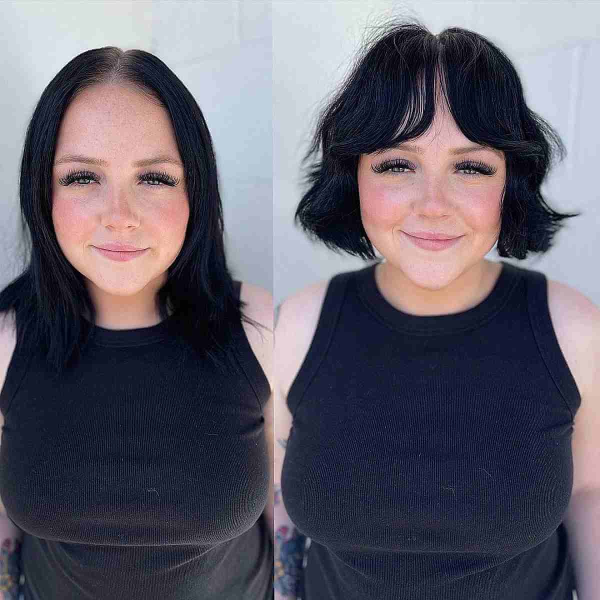 Chic Short Style with Longer Bangs for Fine Hair