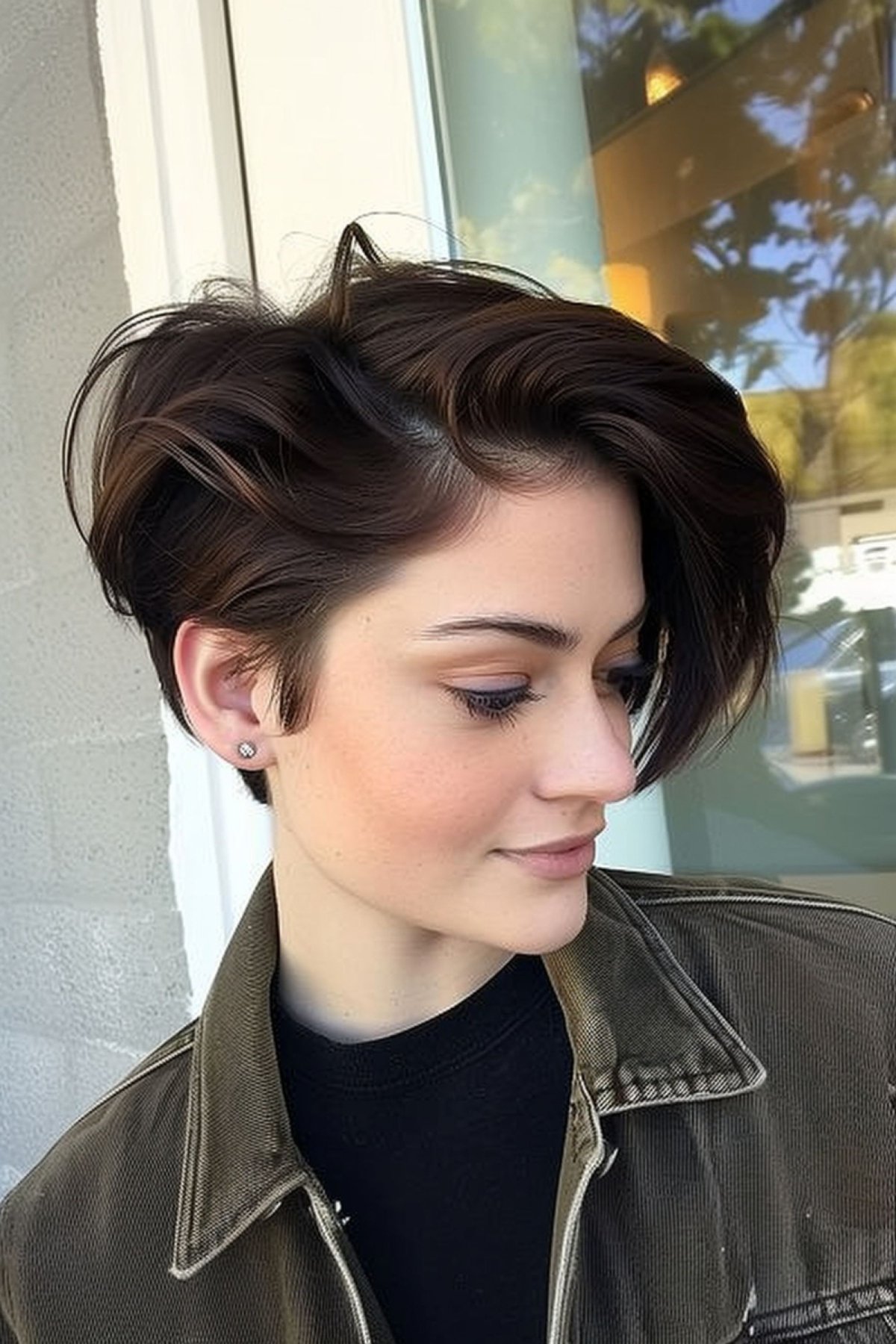 stylish short side swept pixie hairstyle for women