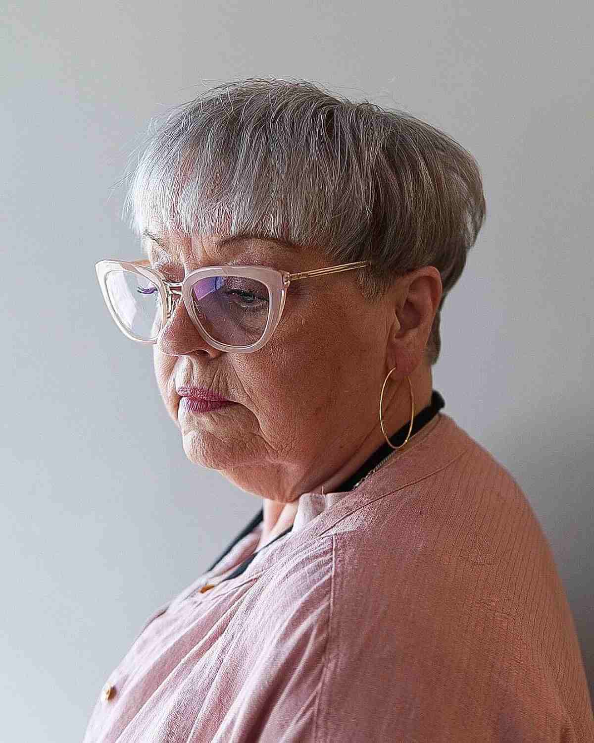 Chic Silver Bowl Cut for Overweight Ladies Past 60