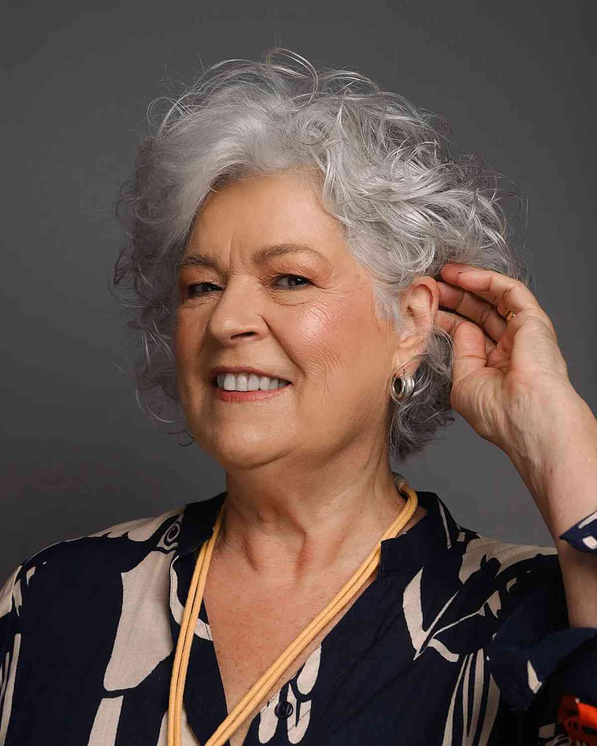 Chic Silver-Grey Short Cut with Side Bangs for Women 60 and Up