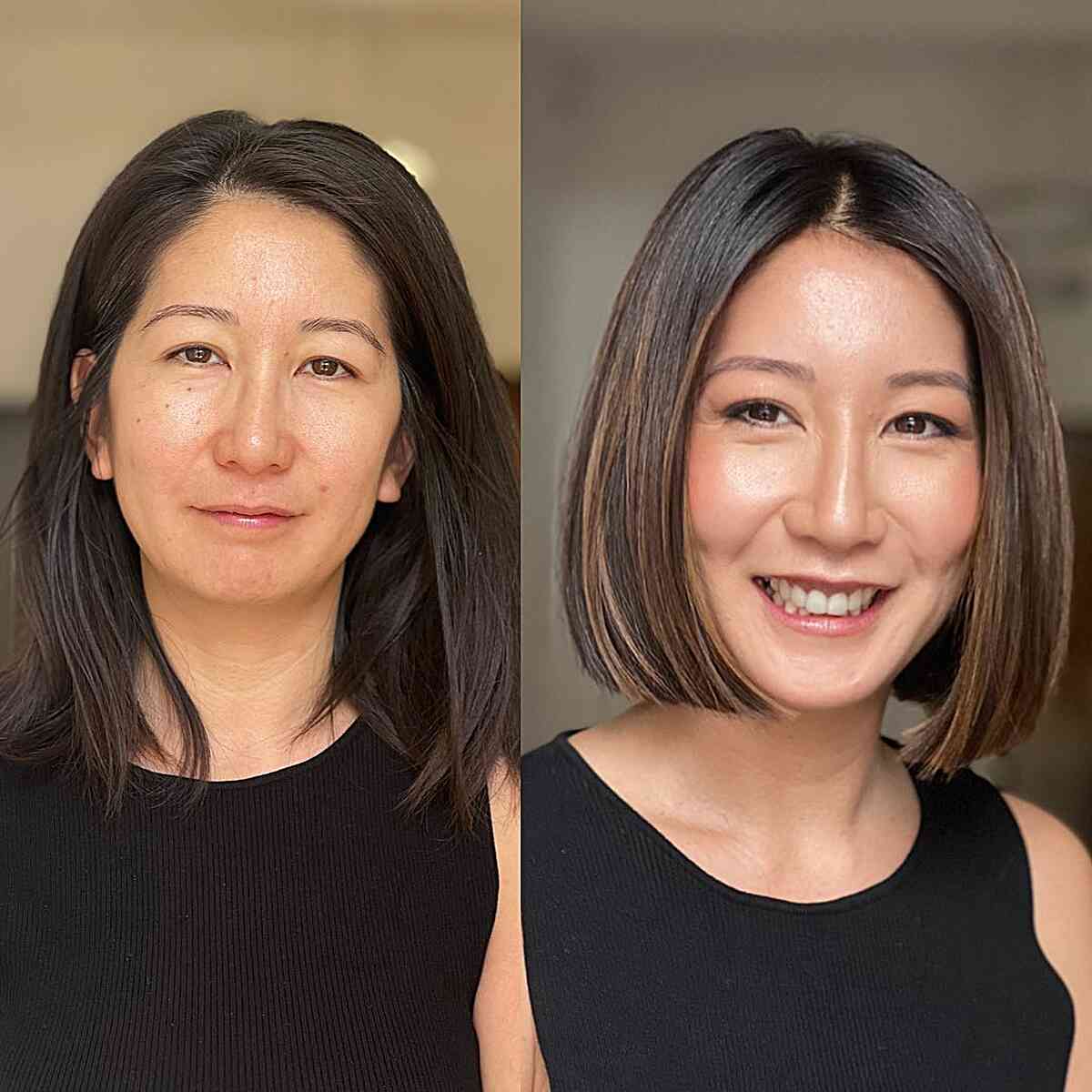 Chic Blunt Slob Bob Cut at Chin-Length