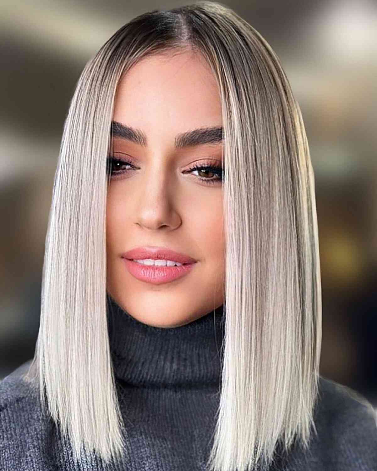 Chic Slob Lob Ombre Hairdo for Women with collarbone-length straight hair