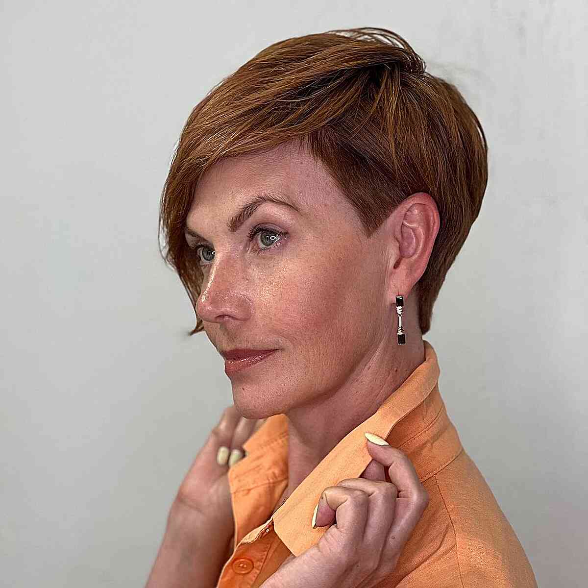 Chic Tapered Long Pixie Cut for Women Aged 40 and Above