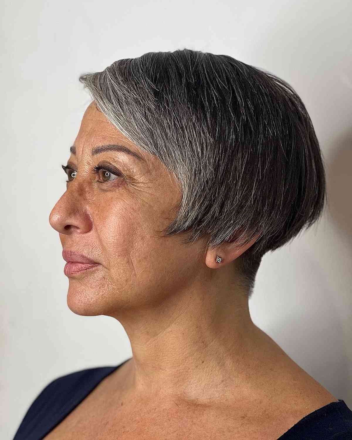 Ear-Length Tapered Pixie Bob Featuring Side Bangs