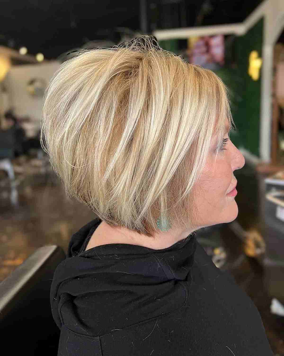 Chic Textured Blonde Bob with Layers