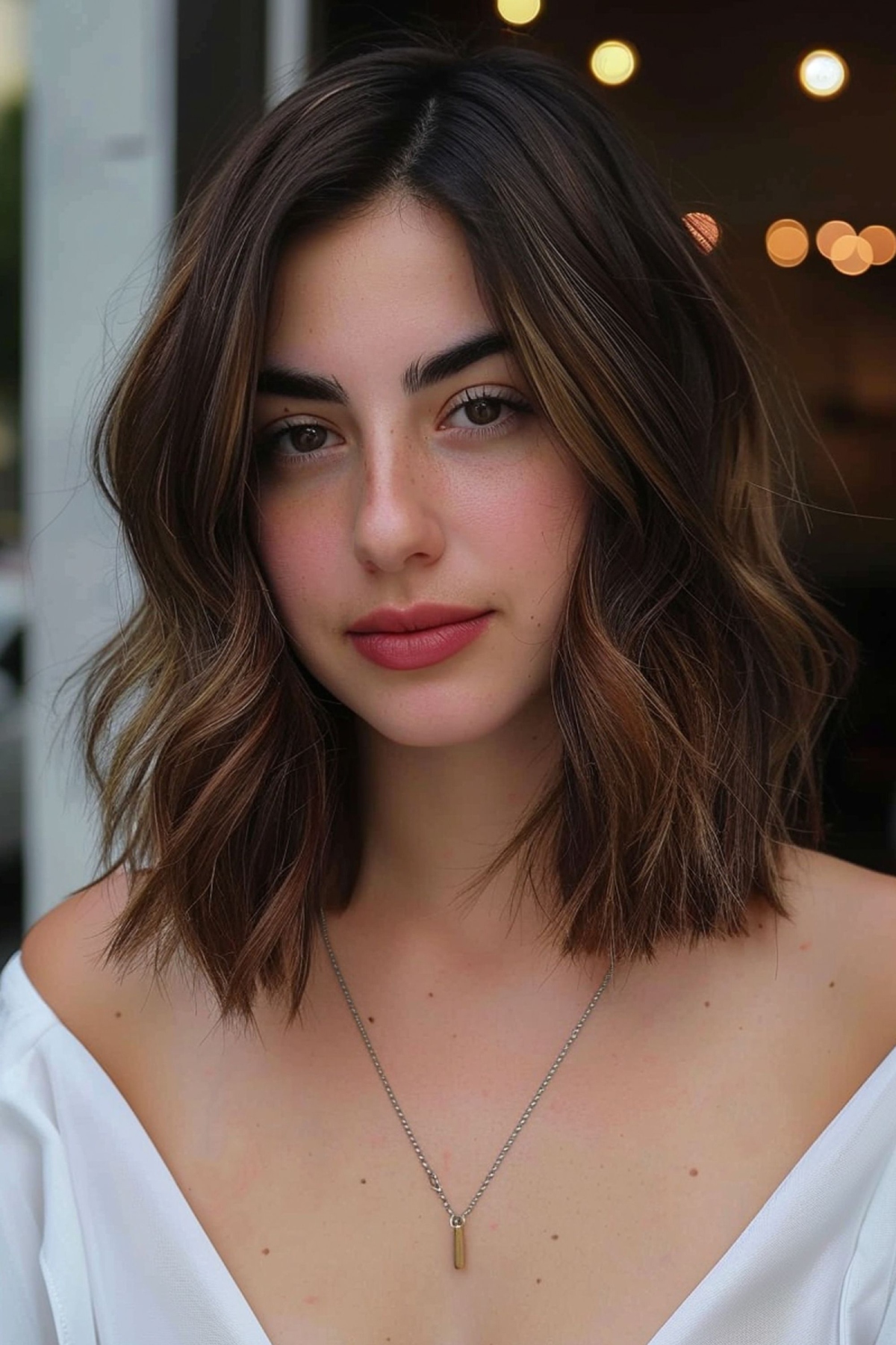 Textured Shoulder Length Blunt Bob