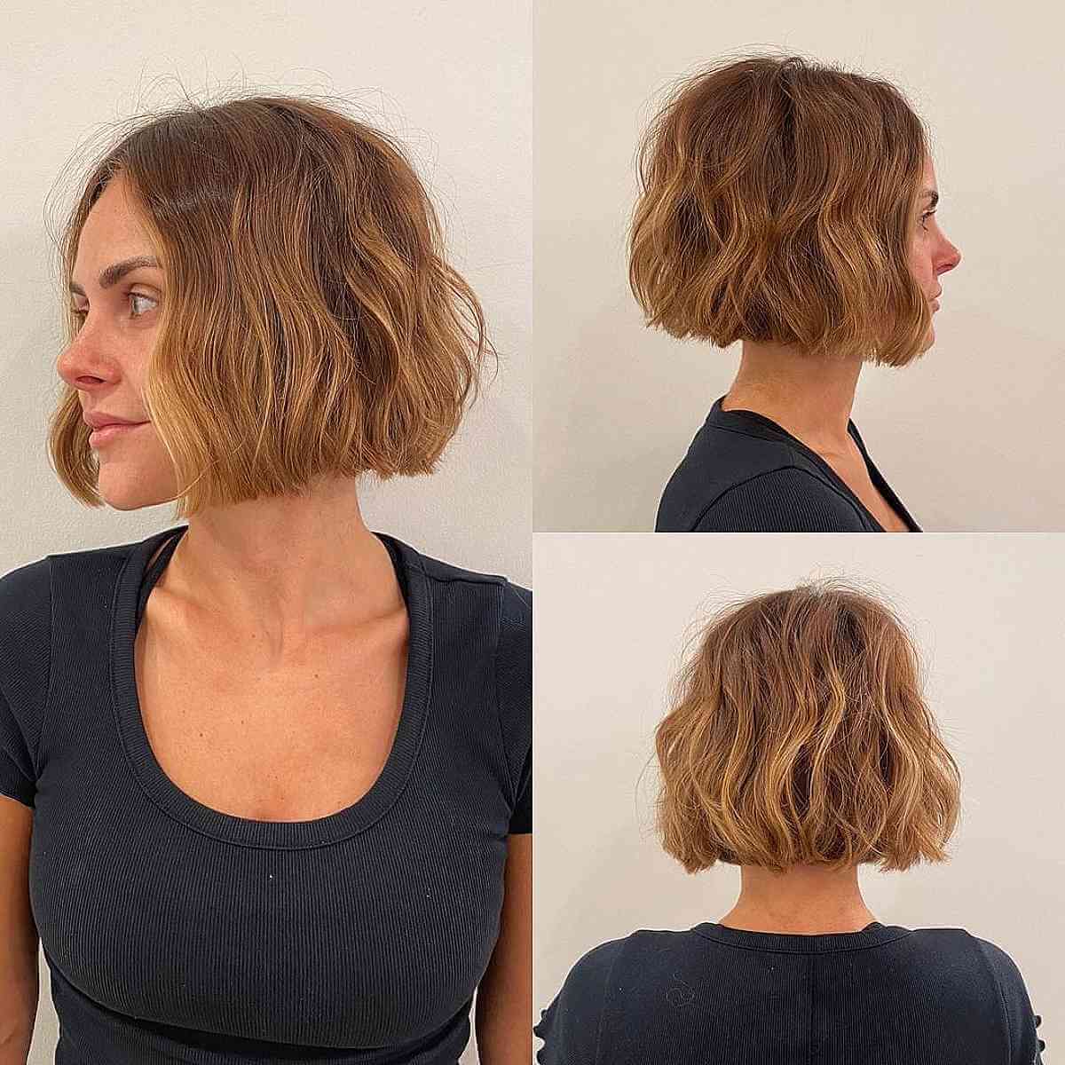 Effortless Textured Wavy Chin-Length Bob