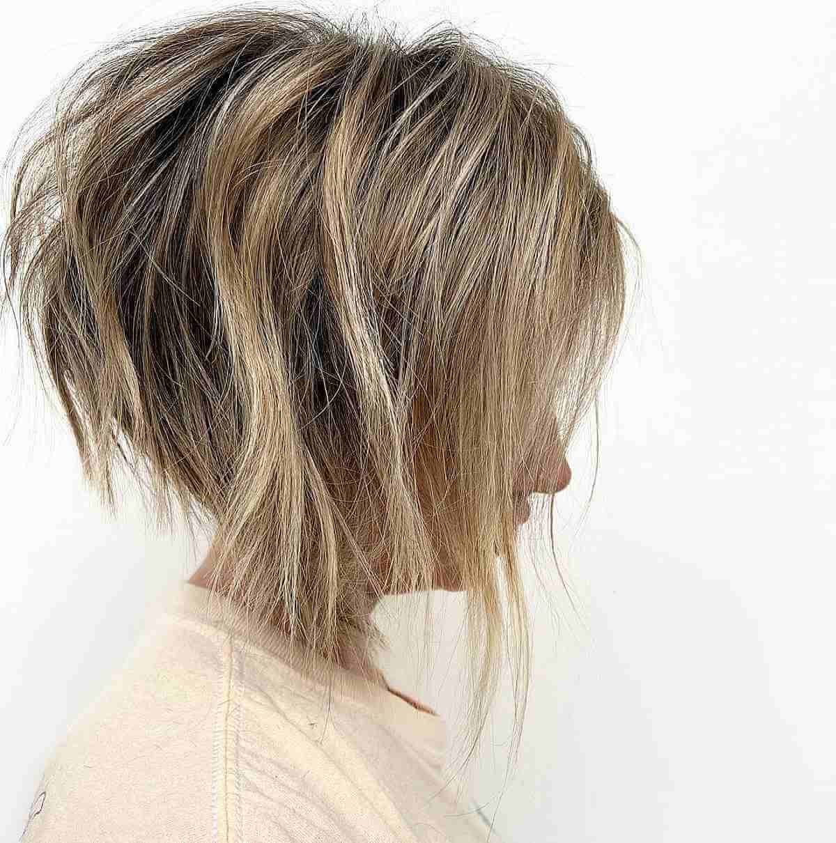 Short Tousled Blonde Choppy Bob Hairstyle