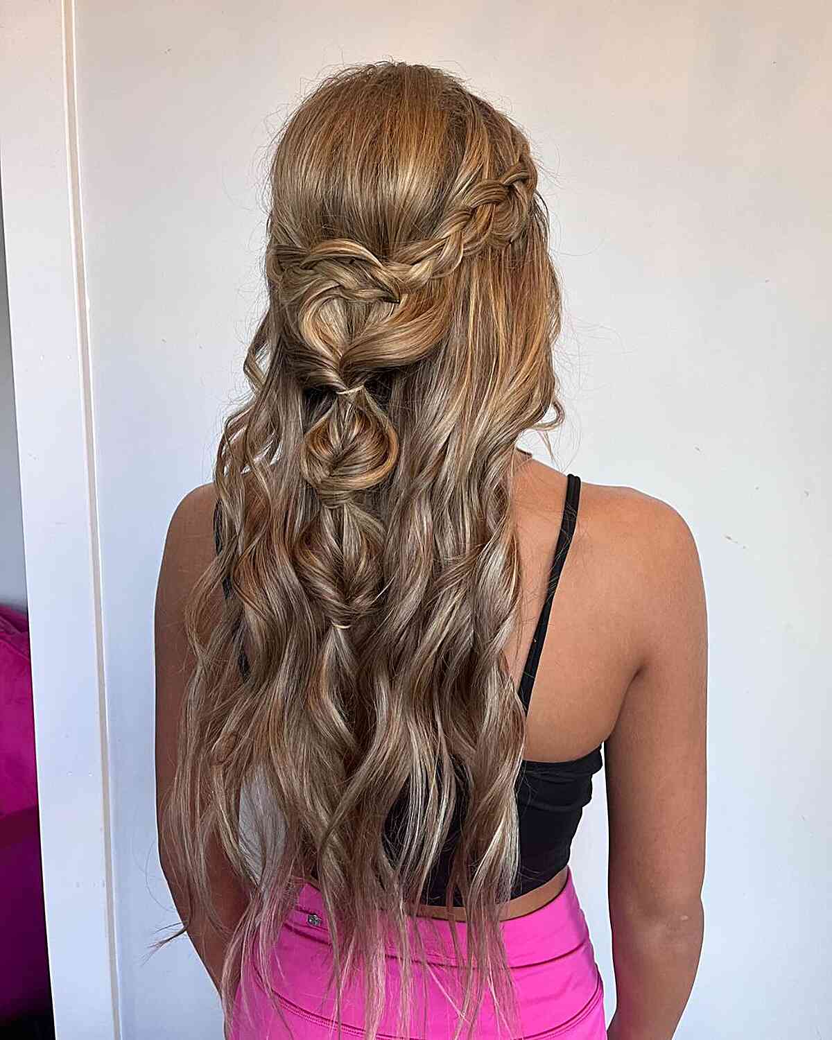 Chic Twisted Bubble Braid Half Updo for Prom Night