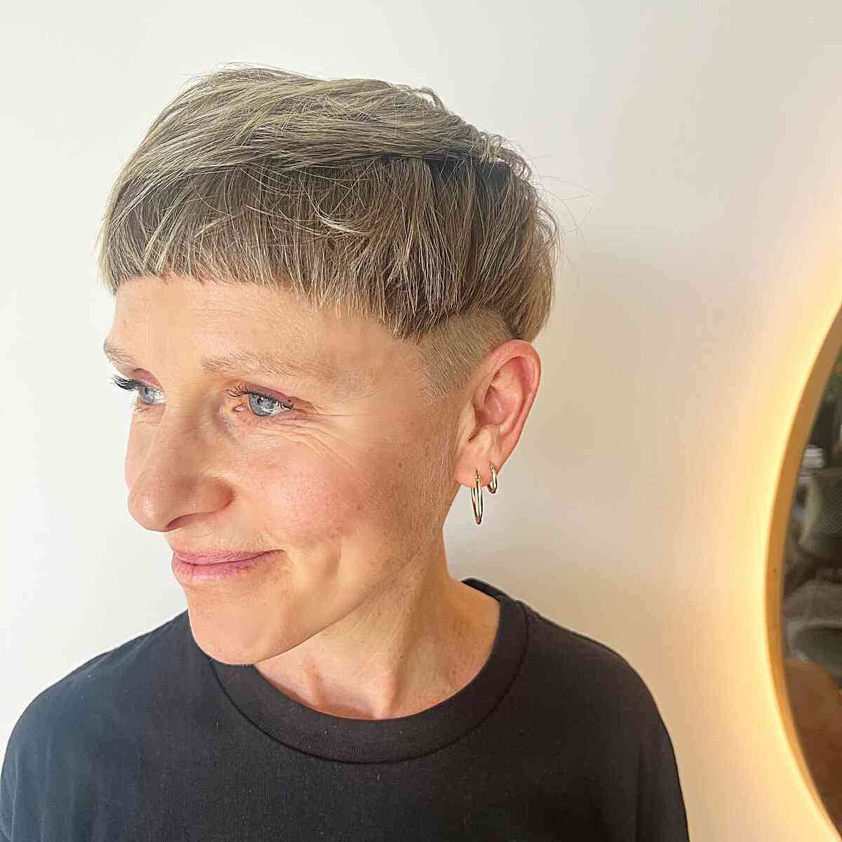Effortless Undercut Pixie with Straight Bangs for Women Over 50