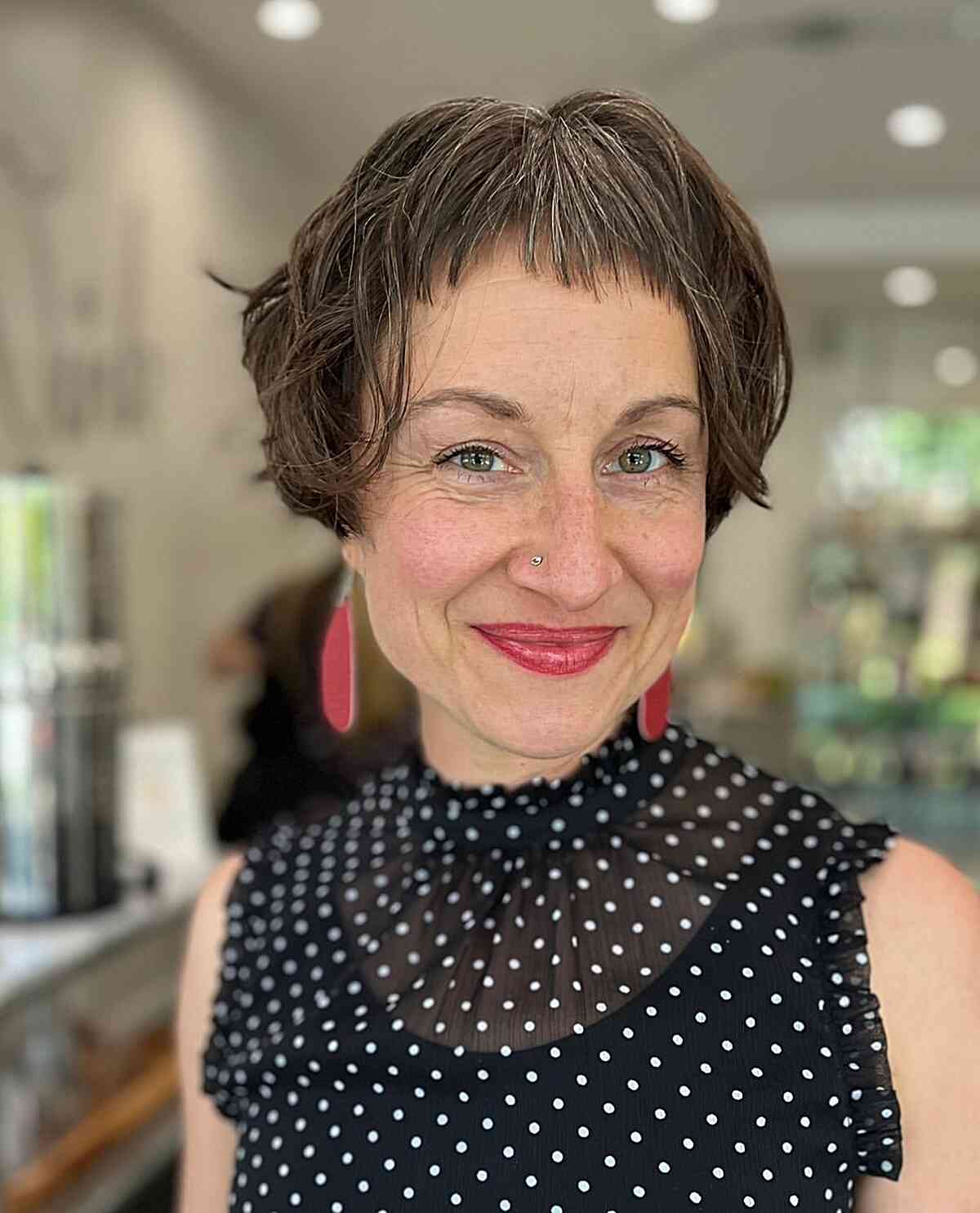 Wash and Wear Chic Very Short Hair with Baby Bangs for Women Over 50