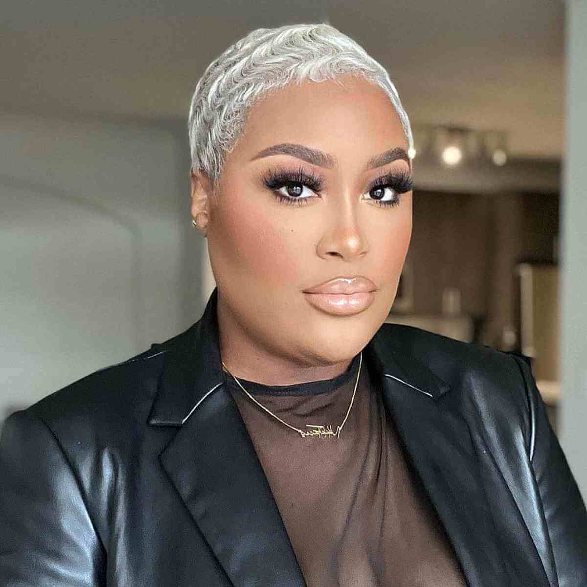 Chic Wavy Blonde Pixie for African-American Women