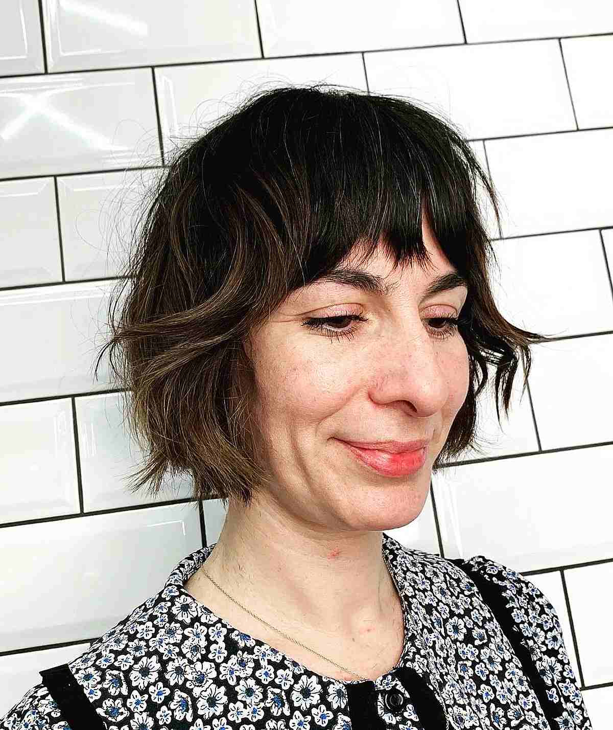 Chic Wavy Bob with Bangs for Women 50 and Beyond
