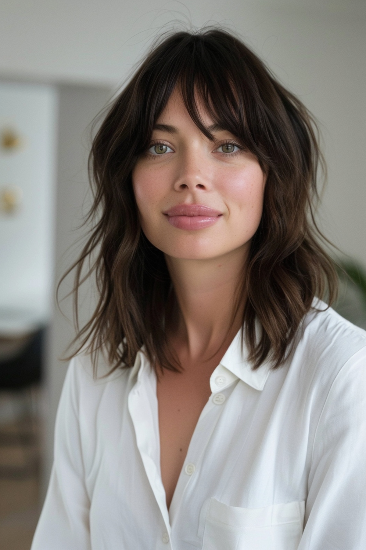 Wavy layered choppy bob with bangs for medium thick hair - Kitty cut