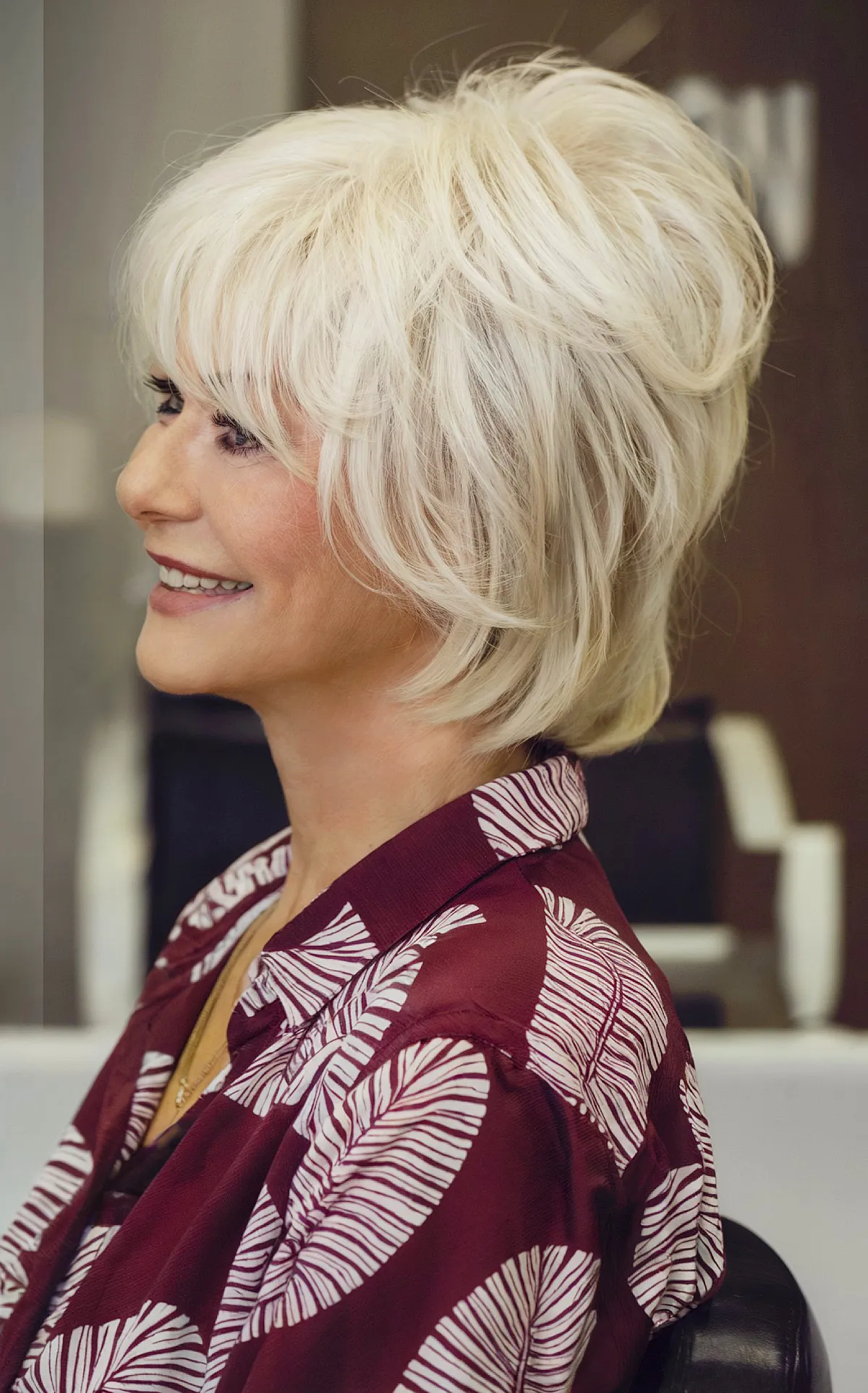 Chic Shaggy Wolf Cut Bob with Framing Layers and Bangs for Older Women