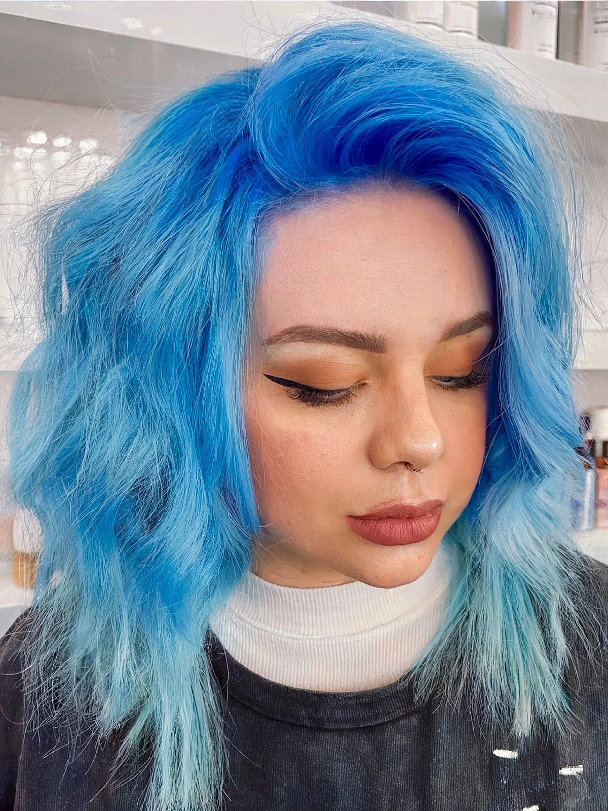 Chilly-Toned Bright Blue with Lighter Tips for Winter