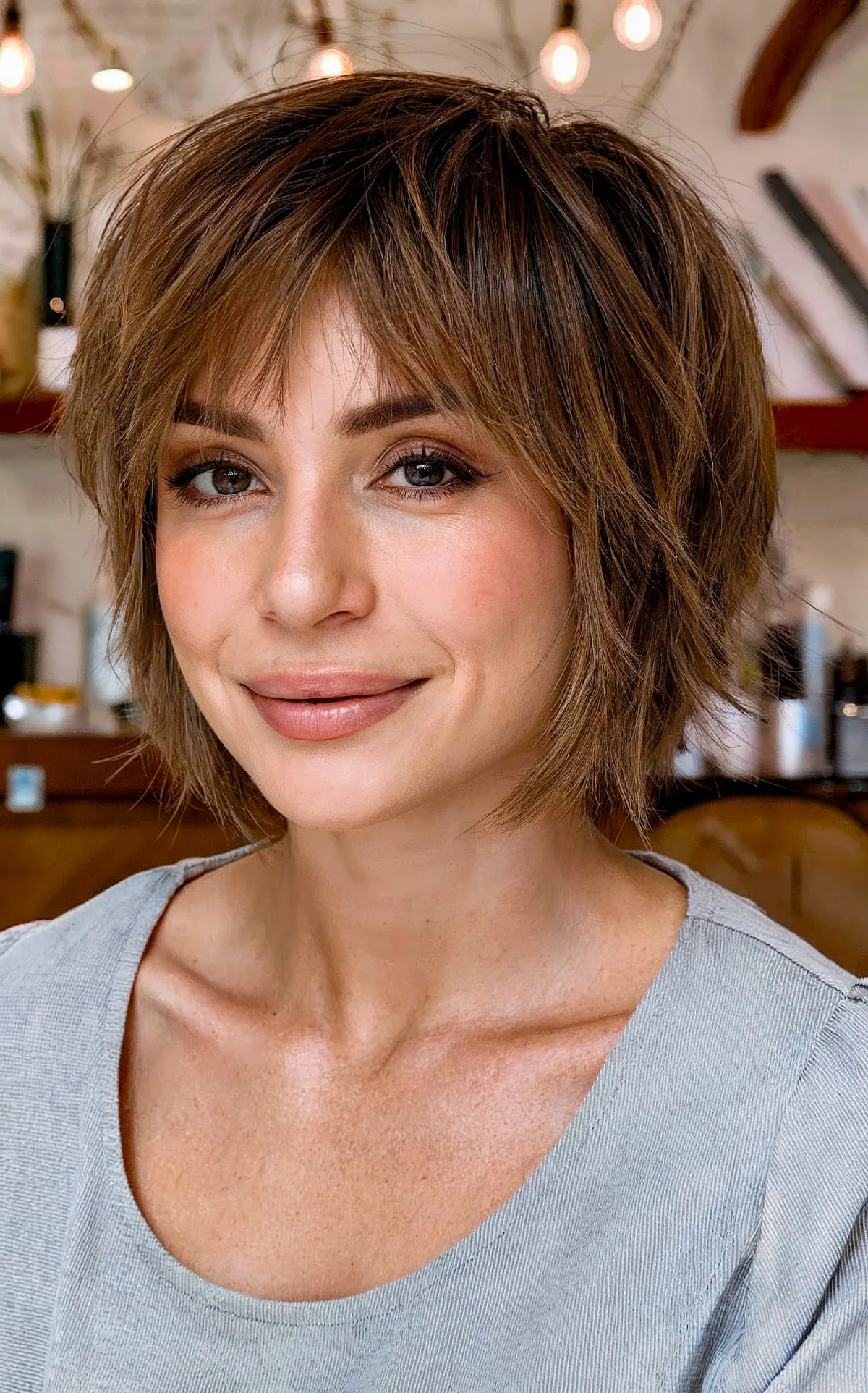 Chin-Length Bixie Shag with Textured Layers