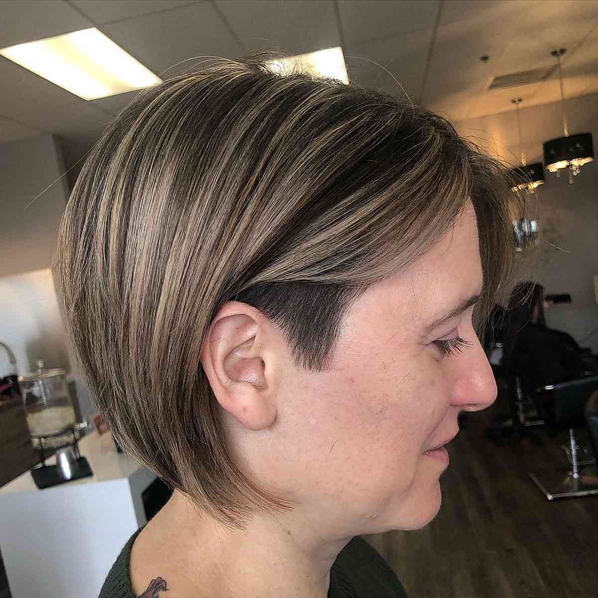 Chin-Length Bob with a Sleek Undercut for Fine-Haired Ladies