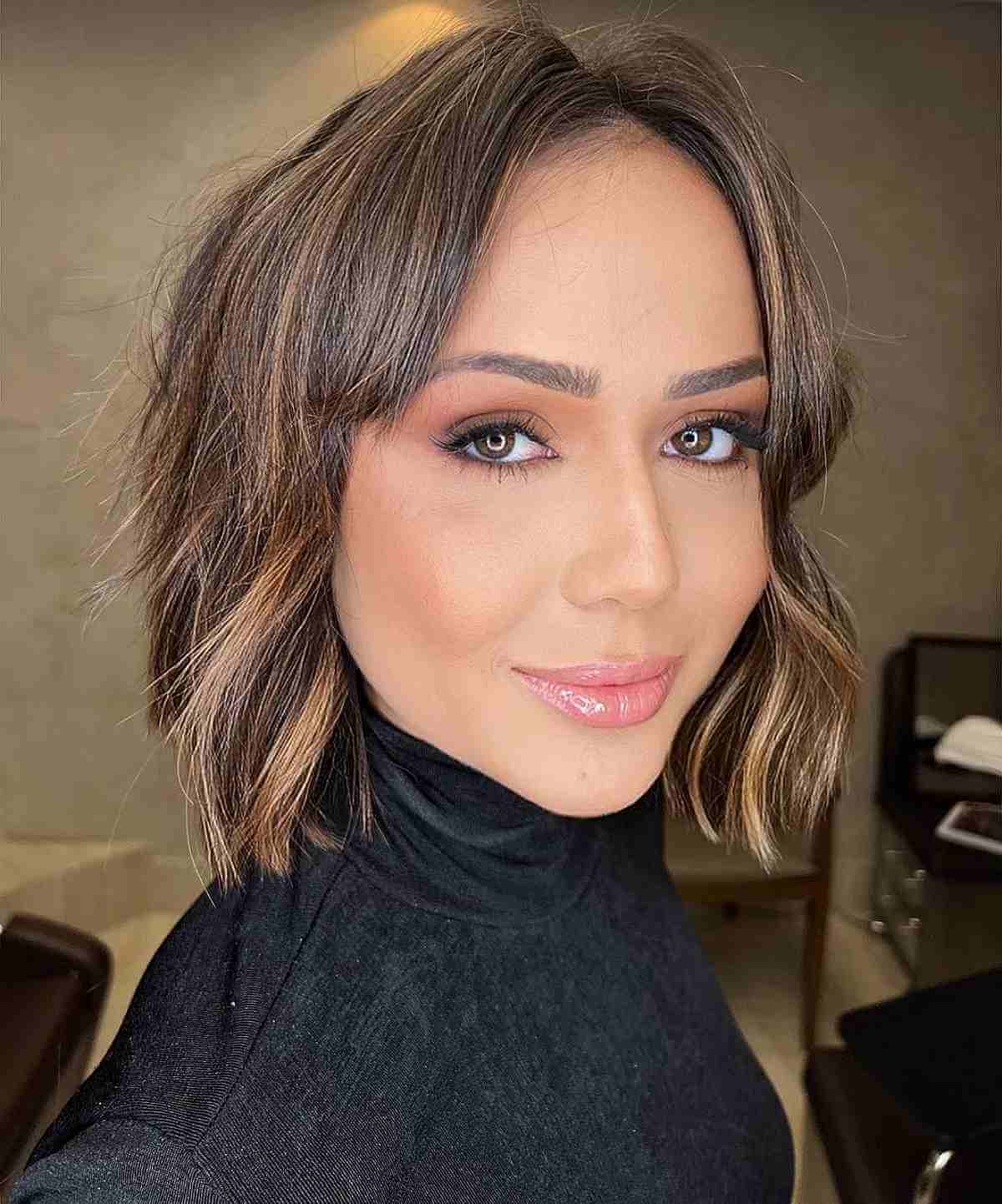 Stylish Chin-Length Bob with Center Part for Fine Hair