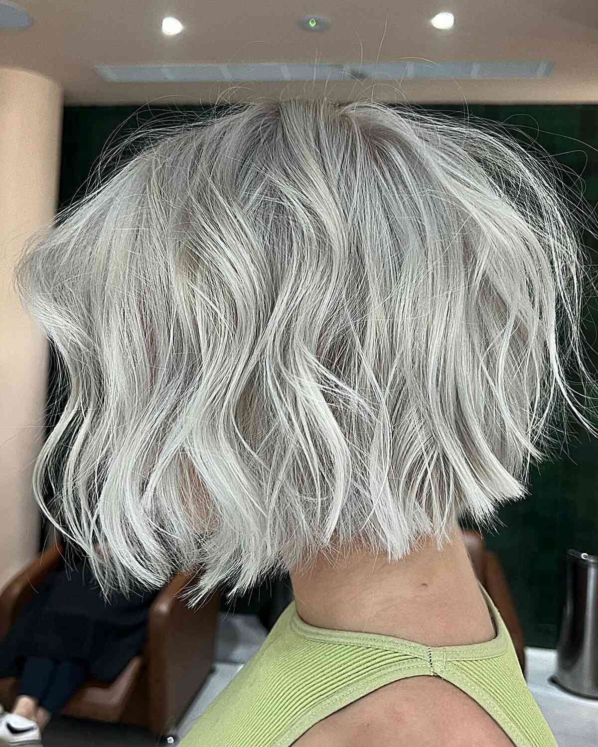 Chin-Length Frosted Blonde Bob Hairstyles