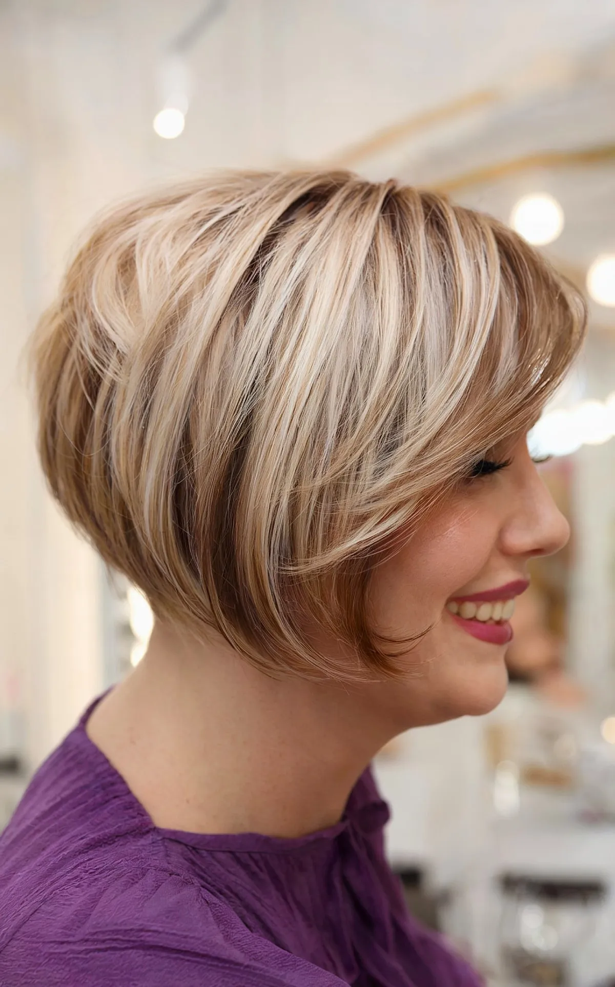 Chin-Length Inverted Bob with Side Fringe