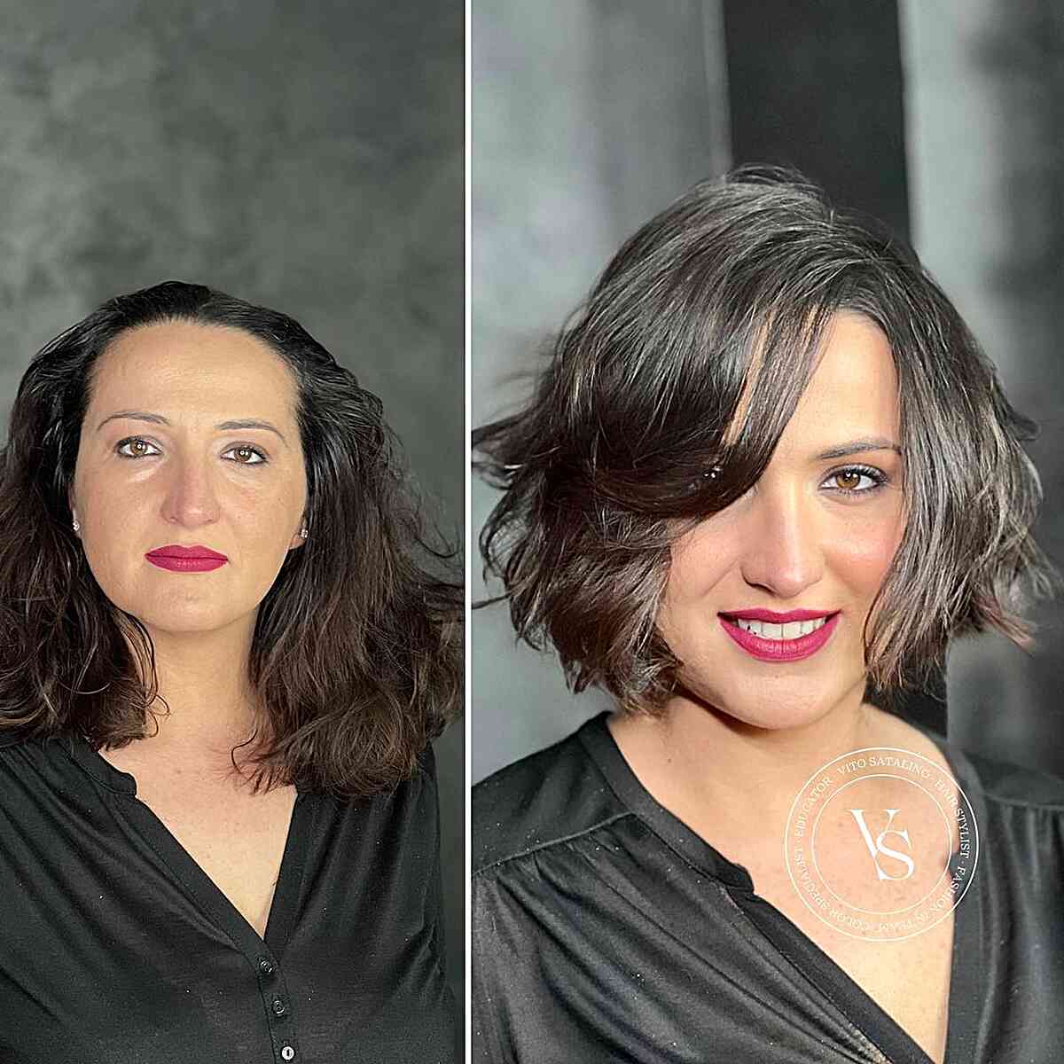 Chin-Length Layered Bob Hairstyle with natural highlights