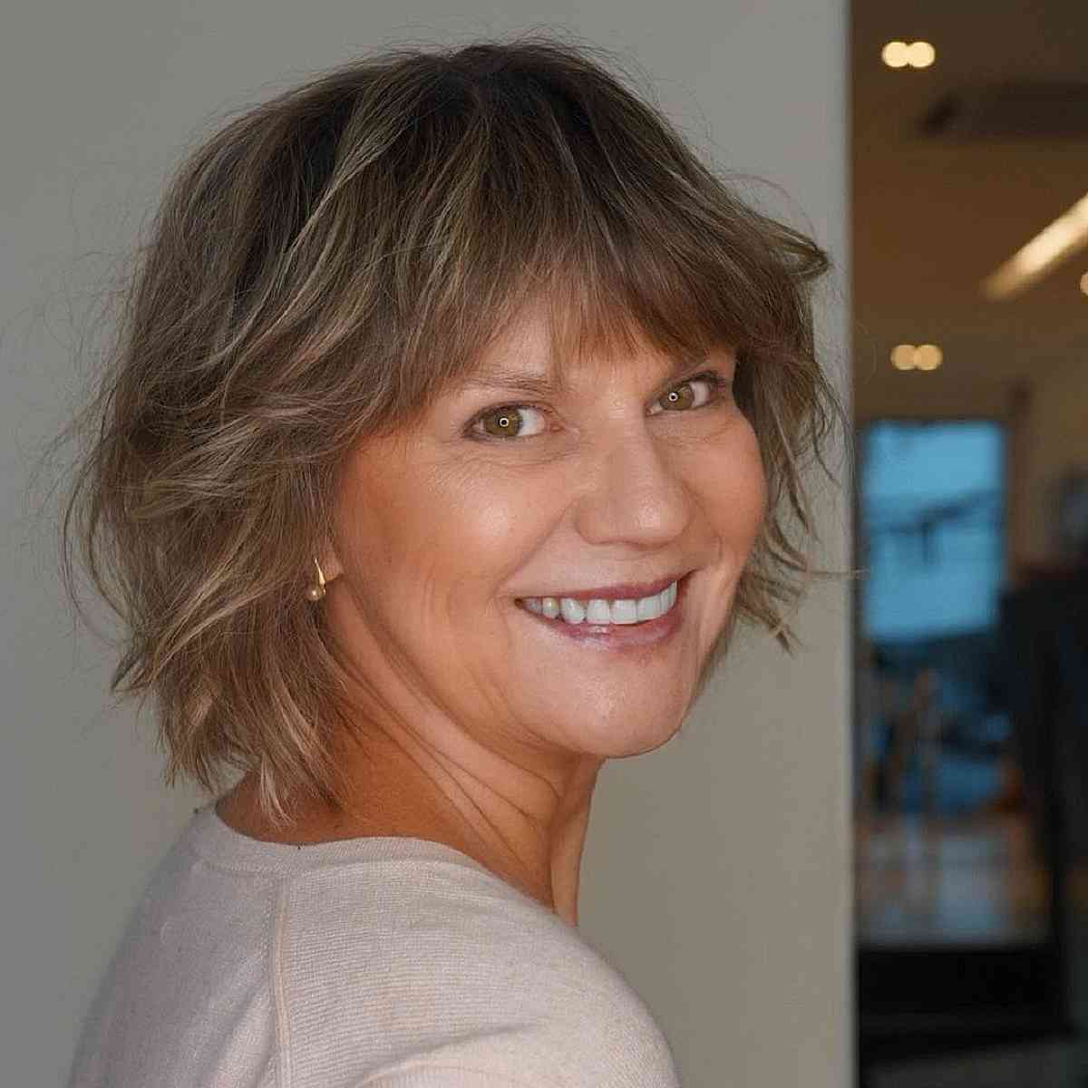 Chin-Length Shag for Thinning Hair