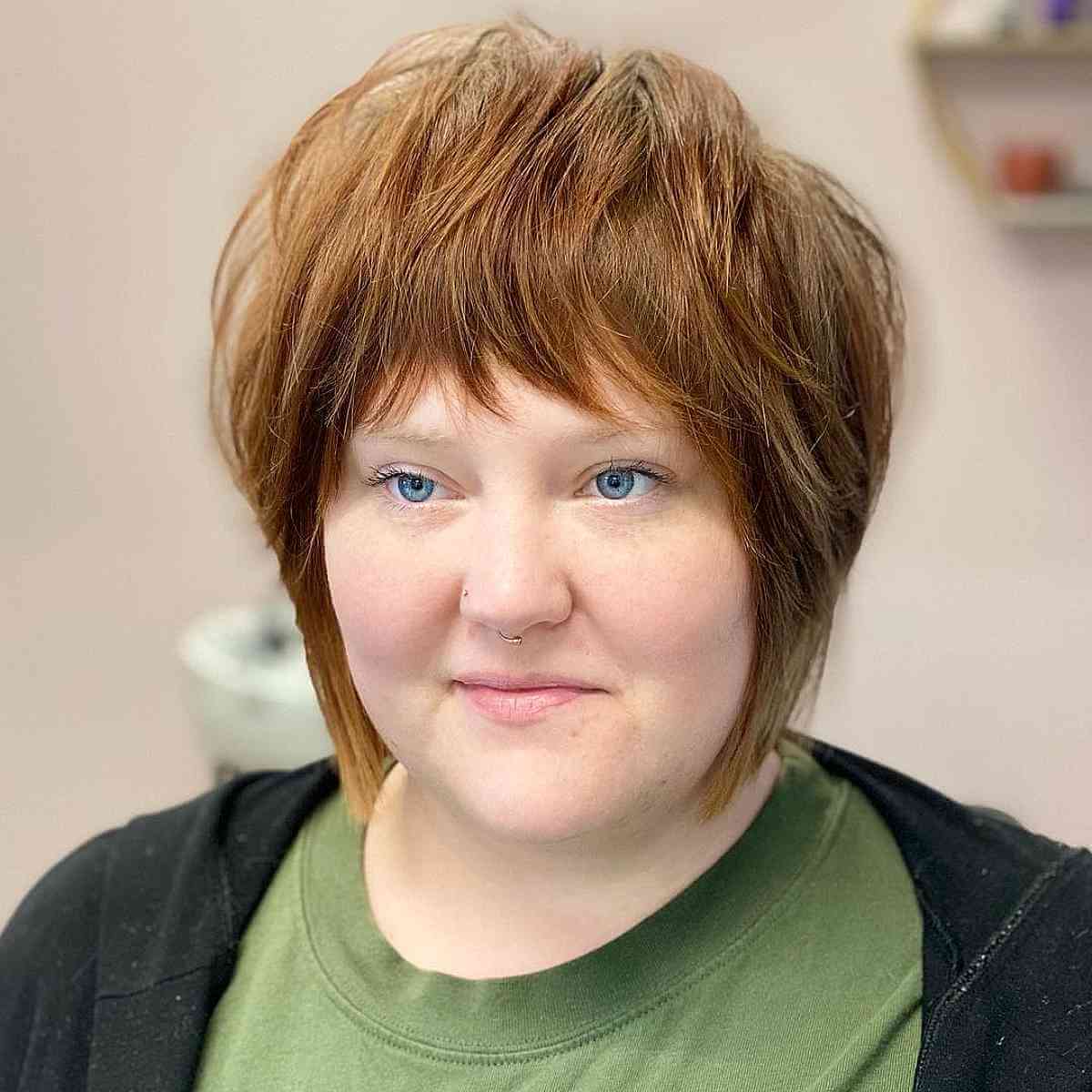 Chin-Length Shaggy Bob with Layers for Circular Faces