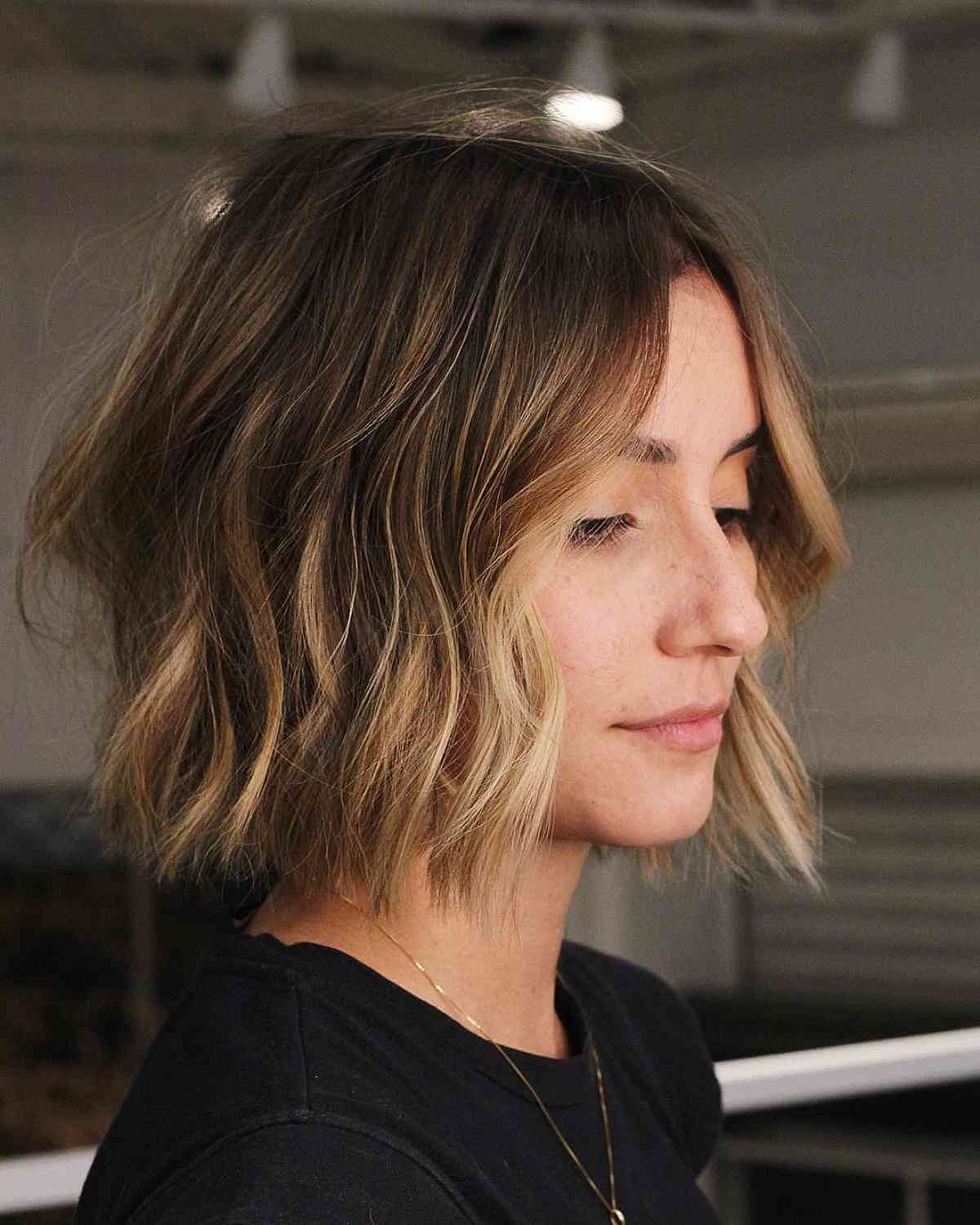 Chin-Length Textured Wavy Bob