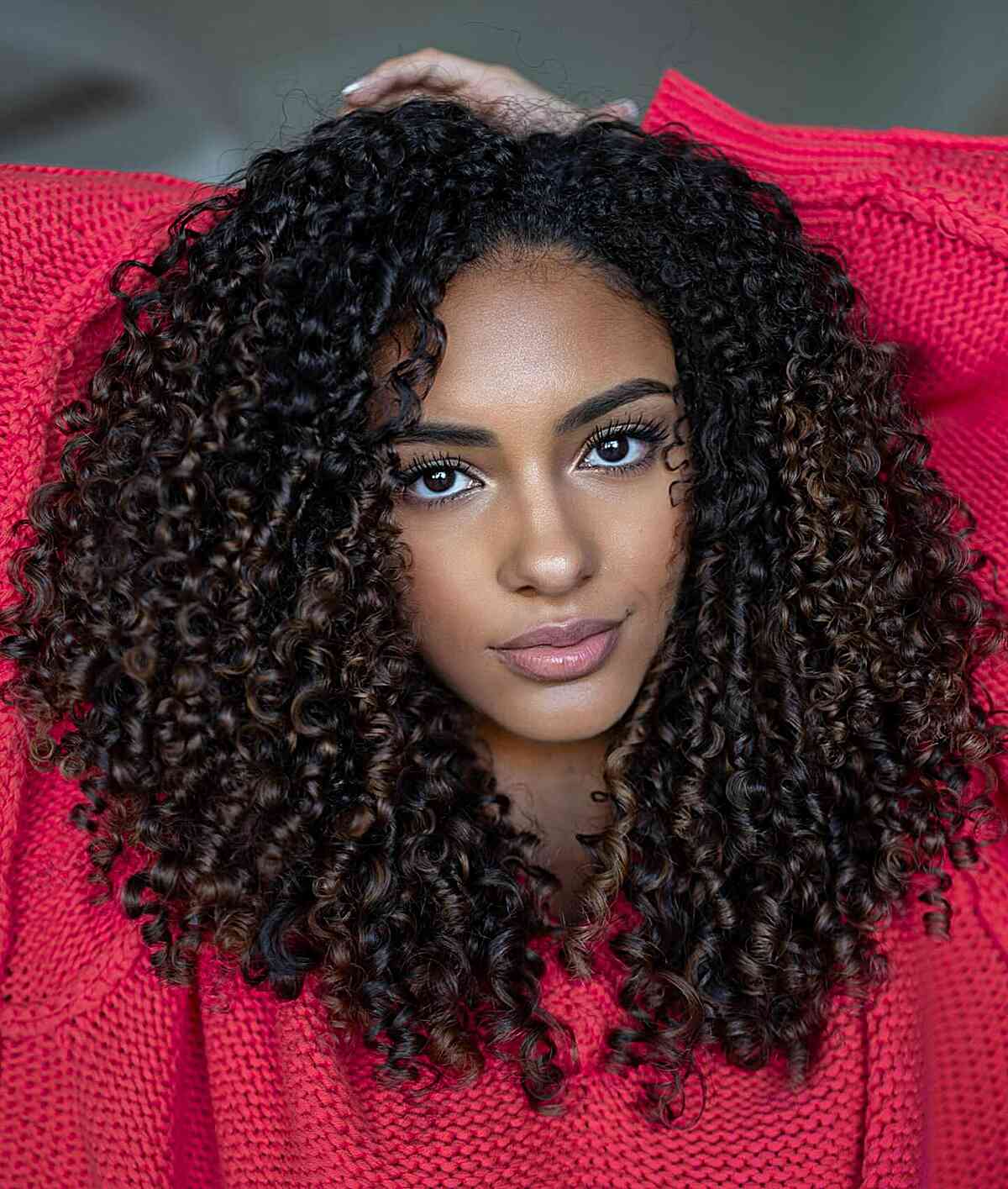 Chocolate Balayage Highlights for Curls