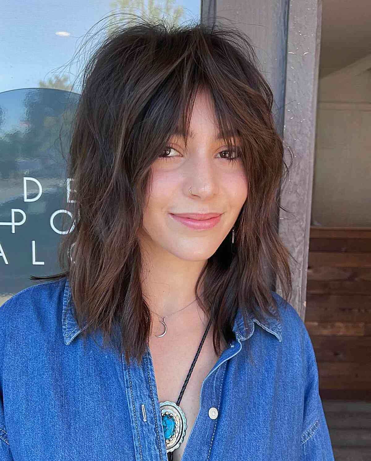 Medium Chocolate Shag with Curtain Fringe