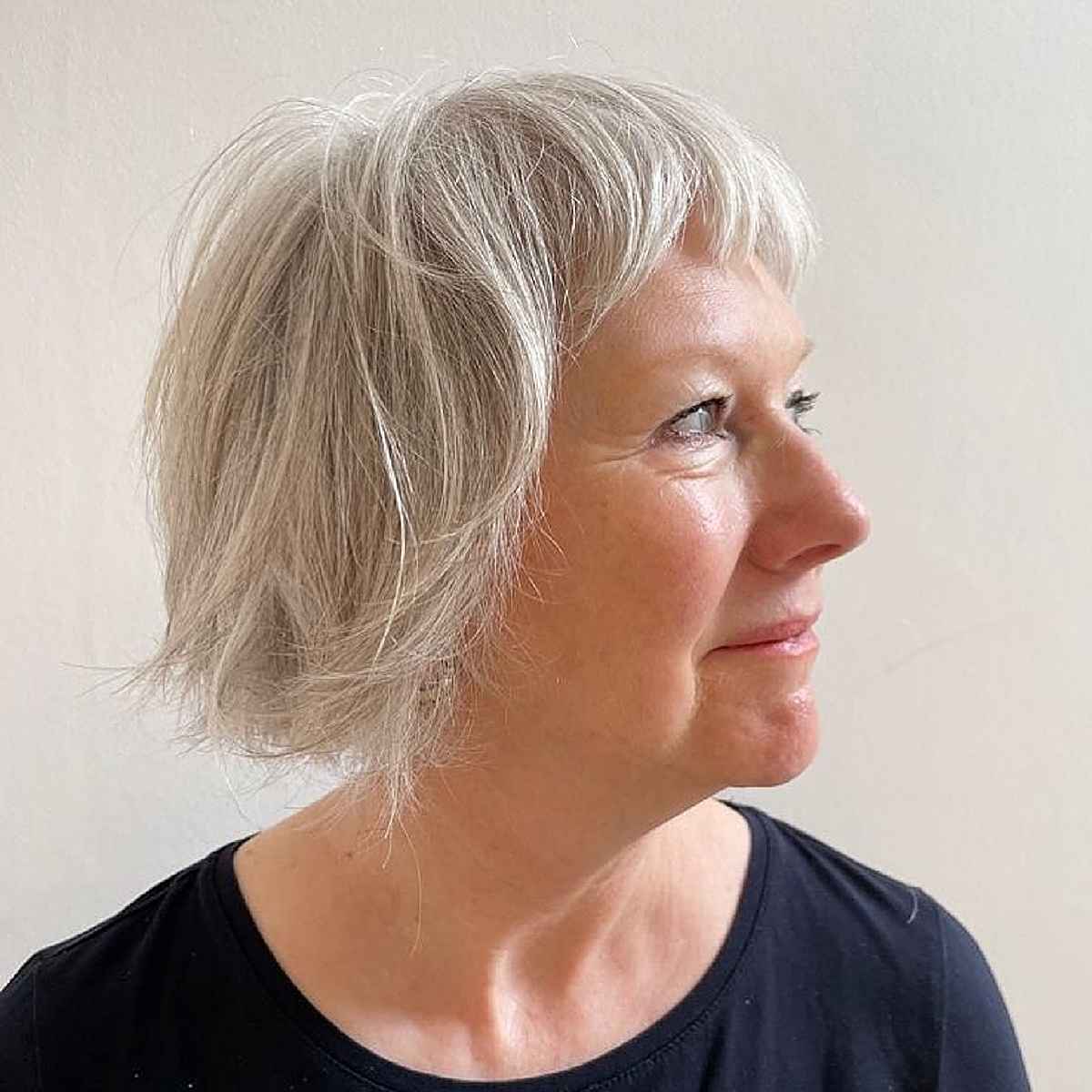 Chopped Bob with Subtle Bangs for Women Over 50