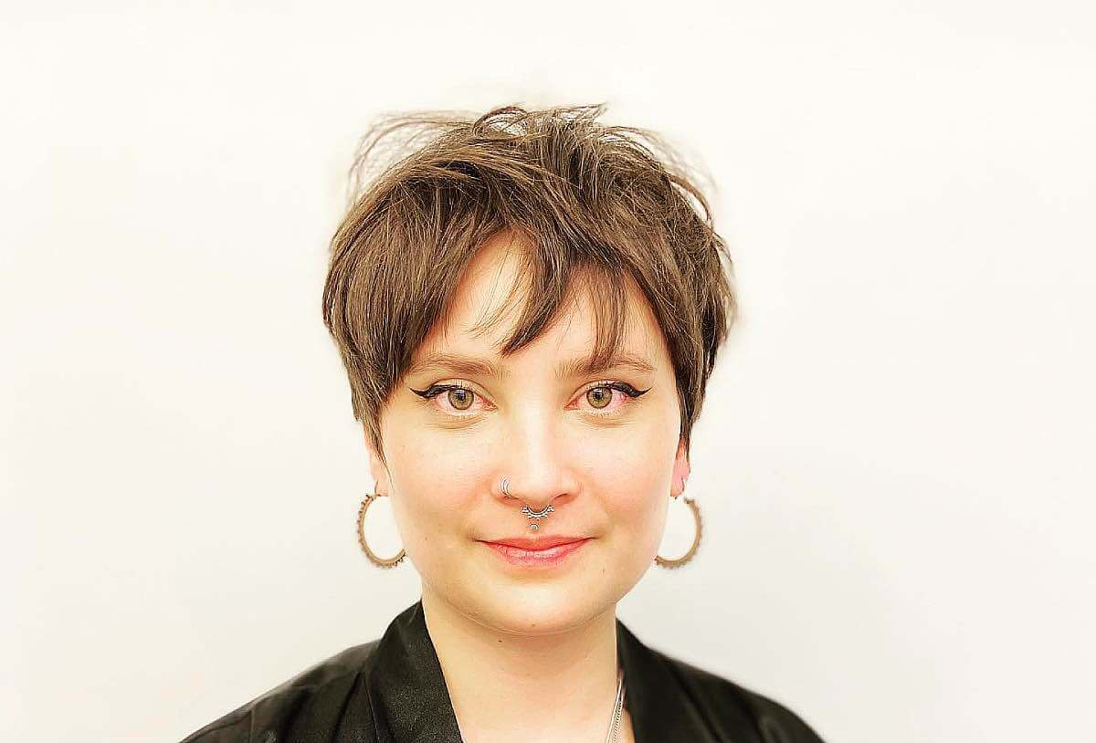 Choppy Bangs with a Stylish Short Layered Cut for Straight Hair