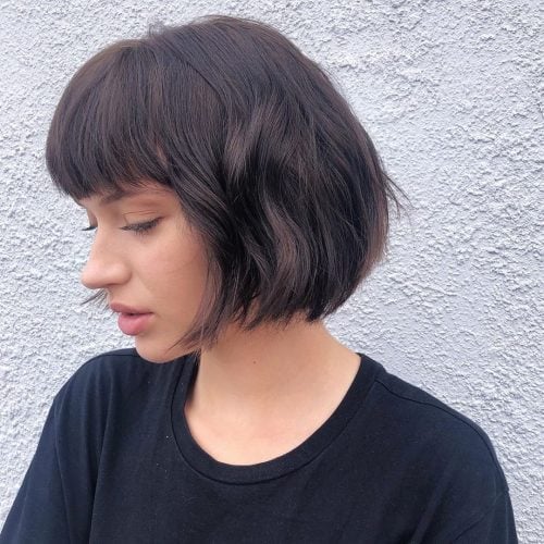 short, choppy bob with fringe