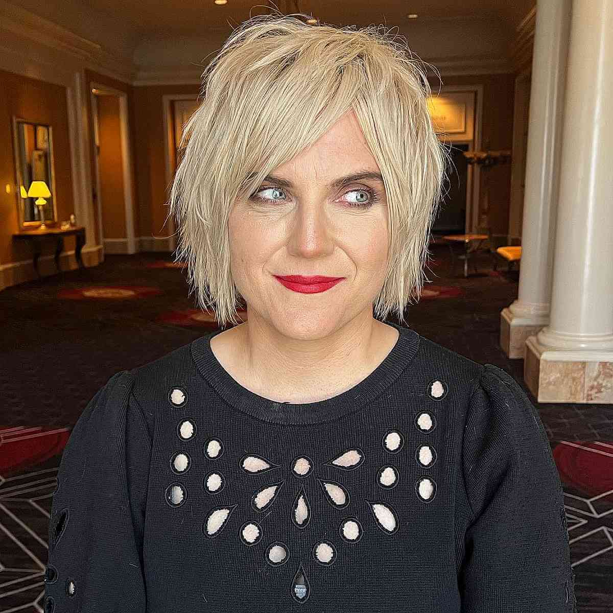 Choppy Layered Blonde Bixie