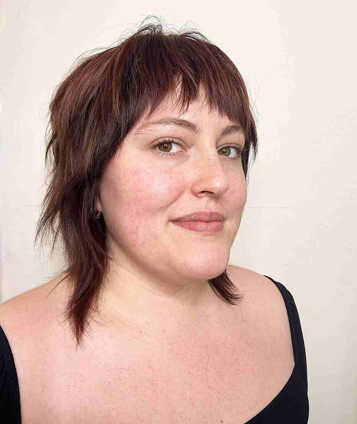 Choppy Layered Mini Shag with Bangs for Full Faces