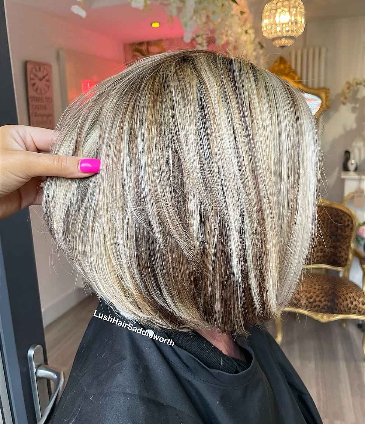 Choppy Long Concave Bob for Women with Thick Hair