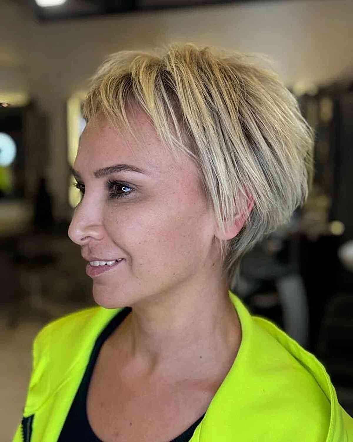 Choppy Long Pixie Featuring Short Bangs